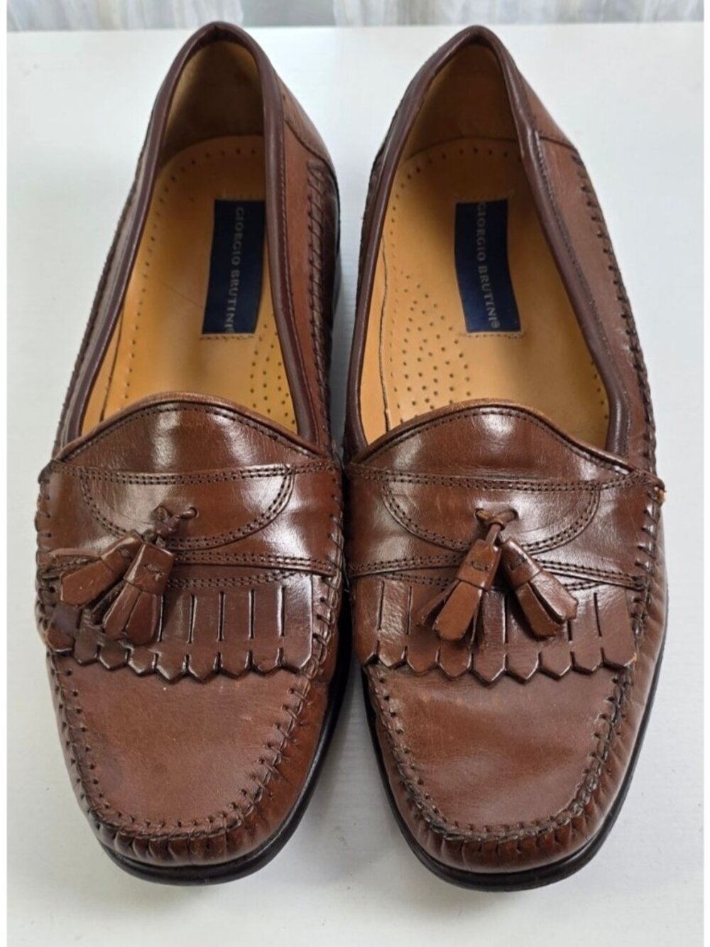 Giorgio Brutini Vero Cuoio Men's 10 "Hand Crafted" Kiltie Tassel Leather Loafers